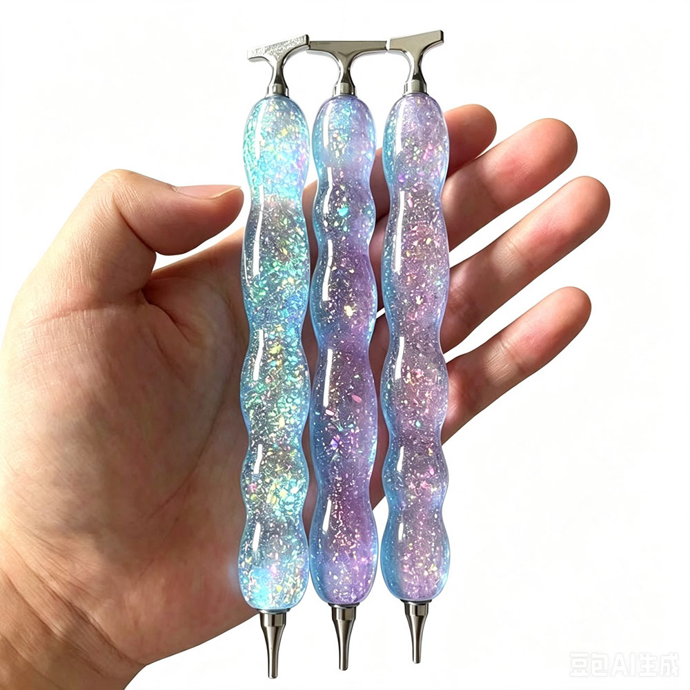 Embroidery Tools - 新しいピンクブルーの光沢のあるダイヤモンドペイントペン、ネジ式ドットドリルペンツール、金属製ネジ式チップ、ダイヤモンド刺繍アクセサリー