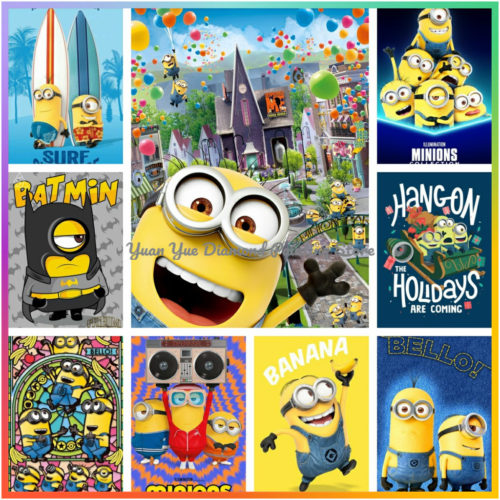 Embroidery Room - 1pc フレームレスダイヤモンドペインティングかわいい-M-Minions 漫画素敵なダイヤモンドペインティングクロスステッチキットピクセルモザイク刺繍ホームデコ
