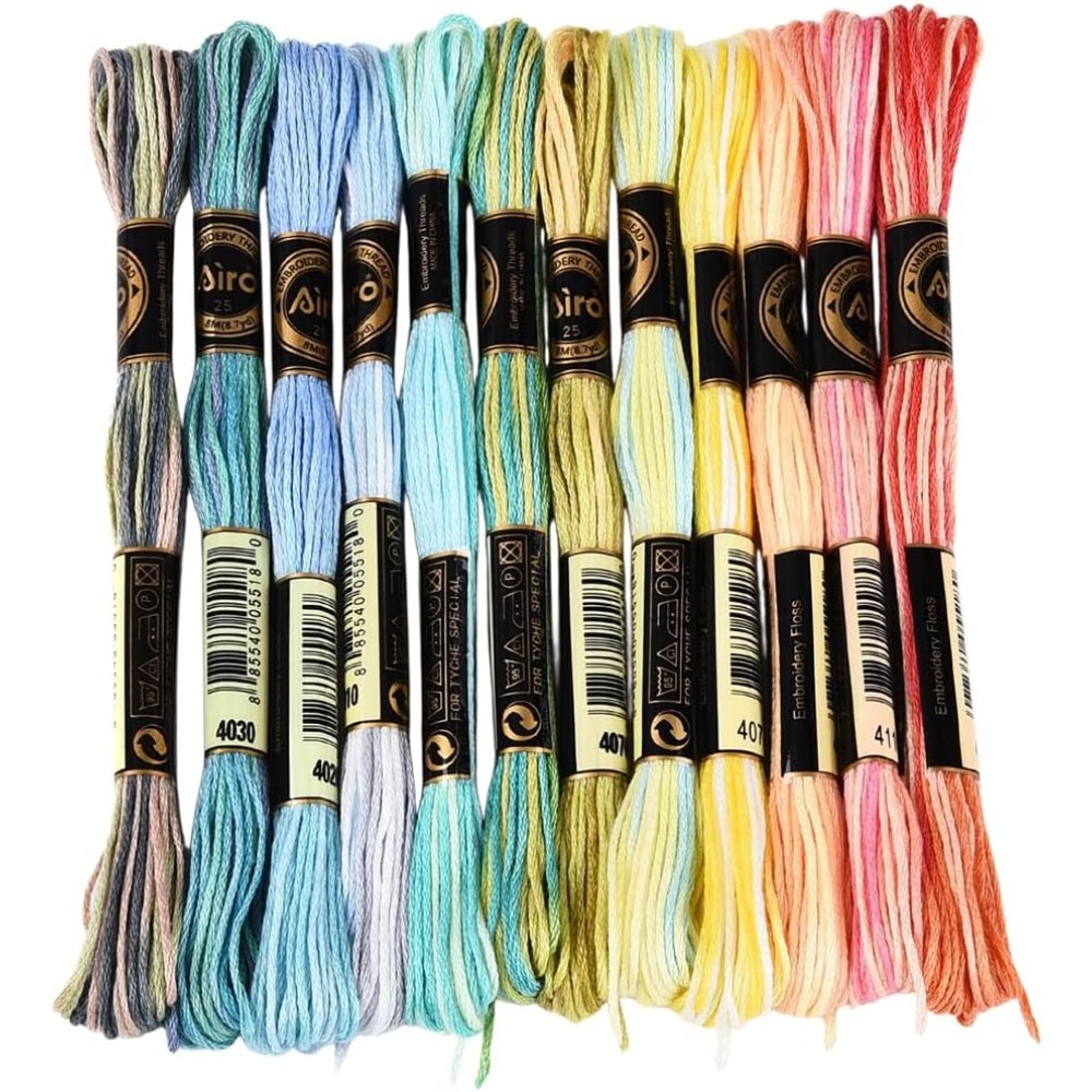 Embroidery Bracelet - 12かせ105ヤード6プライ多色クロスステッチフロス ポリエステル刺繍糸 グラデーション カラフル フレンドシップブレスレット