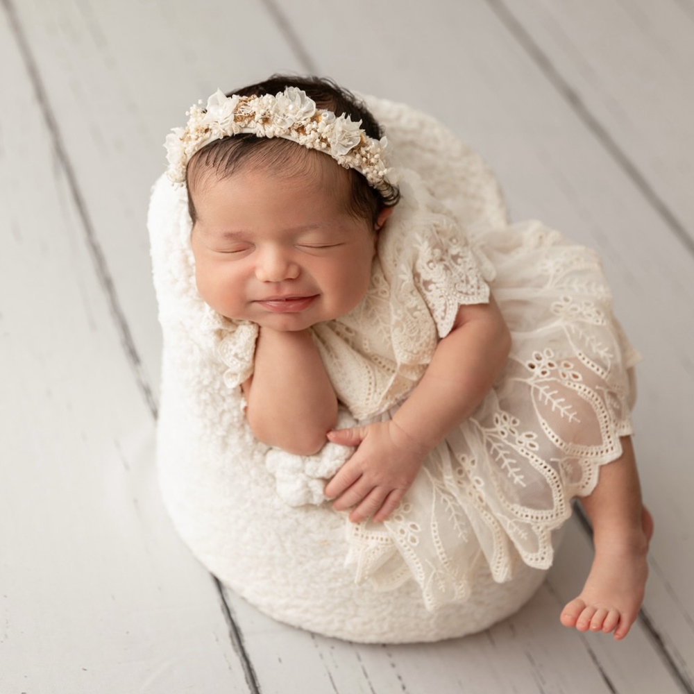 Embroidery Studio - プロのスタジオ新生児写真撮影用小道具ロンパース刺繍幼児写真撮影服女の赤ちゃんプリンセスチュールガウン