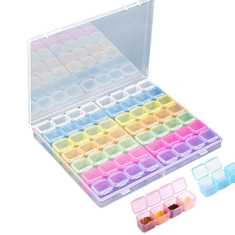 Embroidery Tools - 56/28 ダイヤモンド刺繍ボックスダイヤモンド塗装クロスステッチツールアクセサリーボックスケース便利な収納取り外し可能
