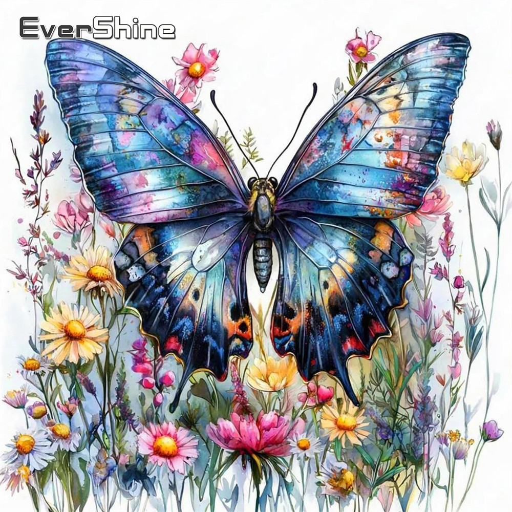 Embroidery Design Patterns Flowers - エバーシャイン刺繍用品蝶動物針仕事アートクロスステッチキット花柄プリントキャンバスDIY家の装飾