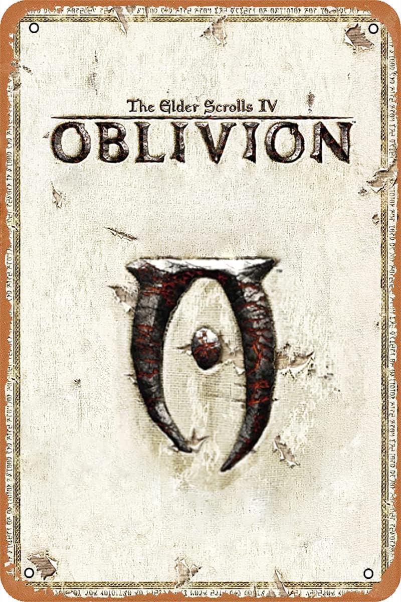 Embroidery Studio - 高齢者の巻物iv oblivionゲームポスター、レトロな金属製の看板、ブリキの看板、8x12インチ