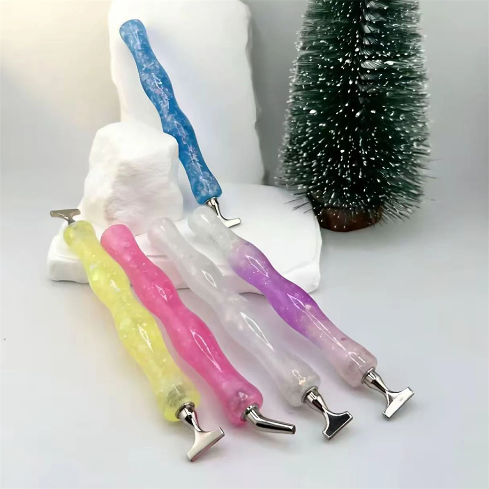 Embroidery Tools - 新しい波状樹脂製ダイヤモンドペインティングペン、ネジ式光沢ポイントドリルペン、人間工学に基づいたグリップ、ダイヤモンド刺繍ツールアクセサリー（ヘッドなし）