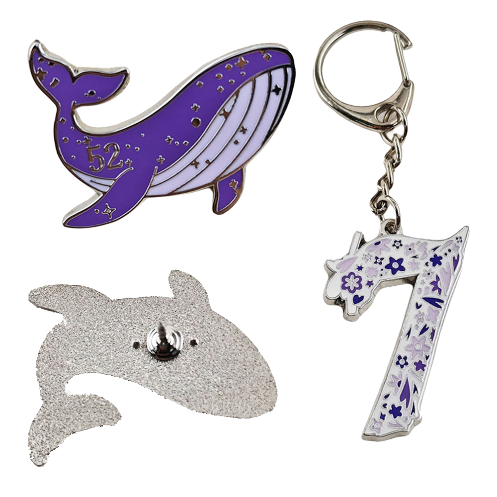 Embroidery Fish - K-POP ARMY 52ヘルツ 孤独なクジラ エナメルピン パープル星空クジラ