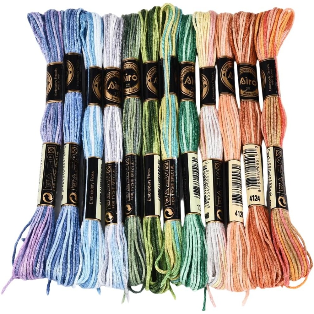 Embroidery Bracelet - 12かせ105ヤードクロスステッチフロス、色とりどりの友情ブレスレット用糸、6プライポリエステル、カラフルなグラデーション刺繍糸