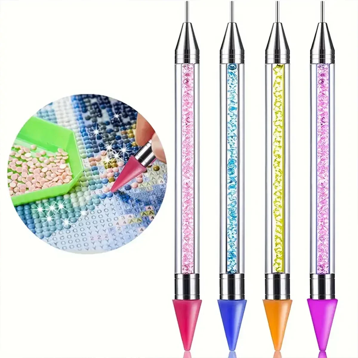 Embroidery Tools - ワックスレスダイヤモンドペインティングツール、ダブルチップ粘土不使用のプロフェッショナルデザイン、5D DIYペインティングクラフトクロスステッチに最適