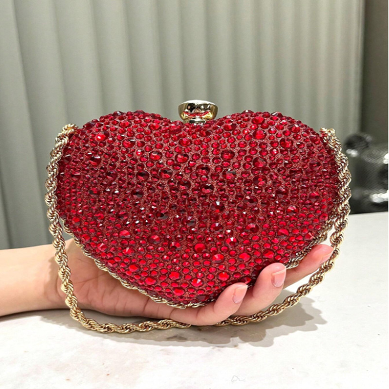 Embroidery Design Love - ラブダイヤモンドバッグ クロスボディバッグ 女性用 ショルダーバッグ ファッションチェーン象嵌ダイヤモンドデザイナーバッグ 財布とハンドバッグ