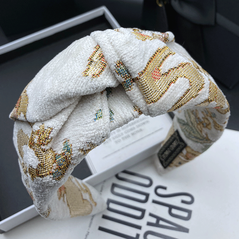 Embroidery Motif - おしゃれな刺繍ヘアピンフープ女性の高級感溢れる軽量ハイスカルトップヘッドドレスワイドエッジヘアバンド