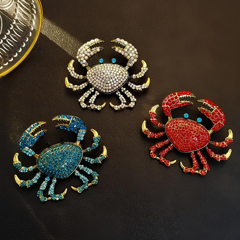 Embroidery Fish - ファッションラインストーンカニブローチパーソナライズされたクリエイティブ動物ピン女性のための衣類コートアクセサリーギフト