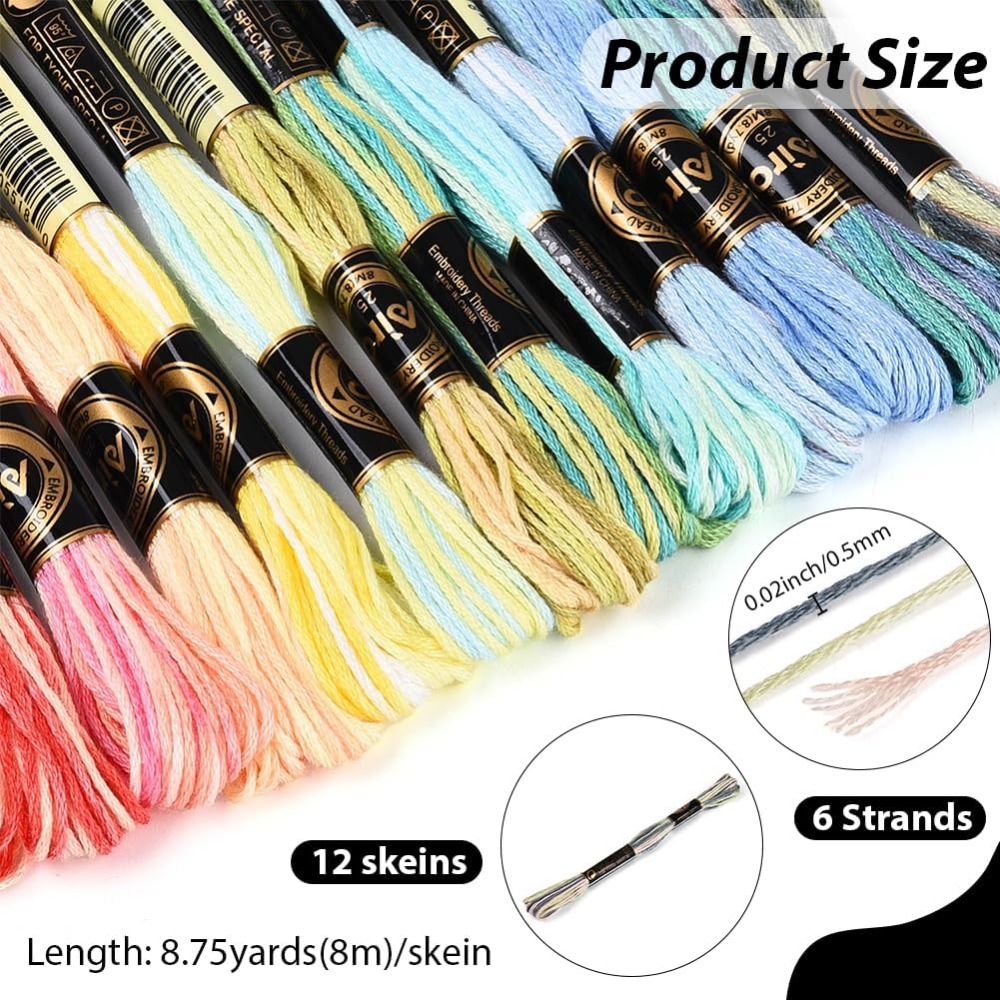 12かせ105ヤード6プライ多色クロスステッチフロス ポリエ - Embroidery Bracelet のレビューと価格
