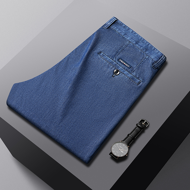 2026 新作春メンズライトブルーストレッチストレートジーン - Embroidery On Jeans のレビューと価格