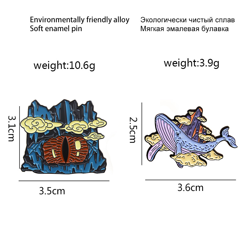 漫画のピーク悪魔の目とクジラエナメルピンイルカサメのクジラの - Embroidery Fish のレビューと価格