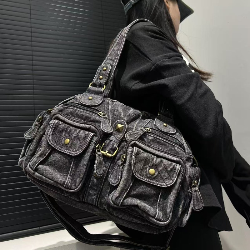 ファッショナブルなデニムトートバッグ 女性用ショルダーバッグ - Embroidery Class のレビューと価格
