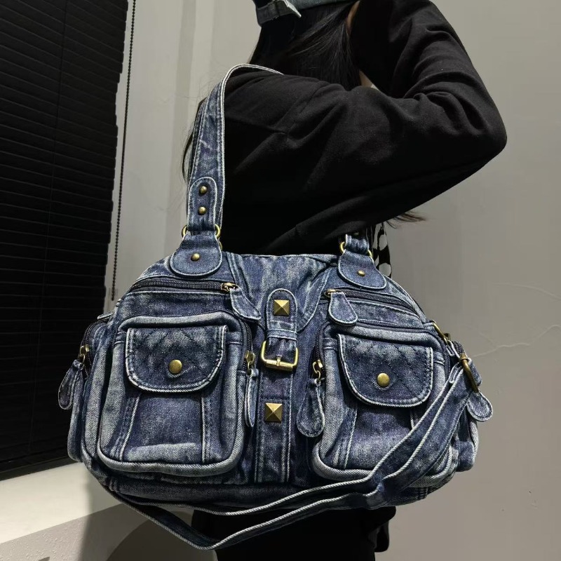 ファッショナブルなデニムトートバッグ 女性用ショルダーバッグ - Embroidery Class のレビューと価格