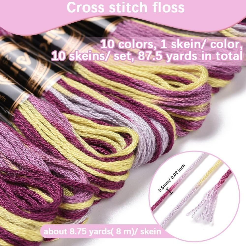 6 ストランド紫多彩な刺繍フロスグラデーションカラークロスス - Embroidery Bracelet のレビューと価格