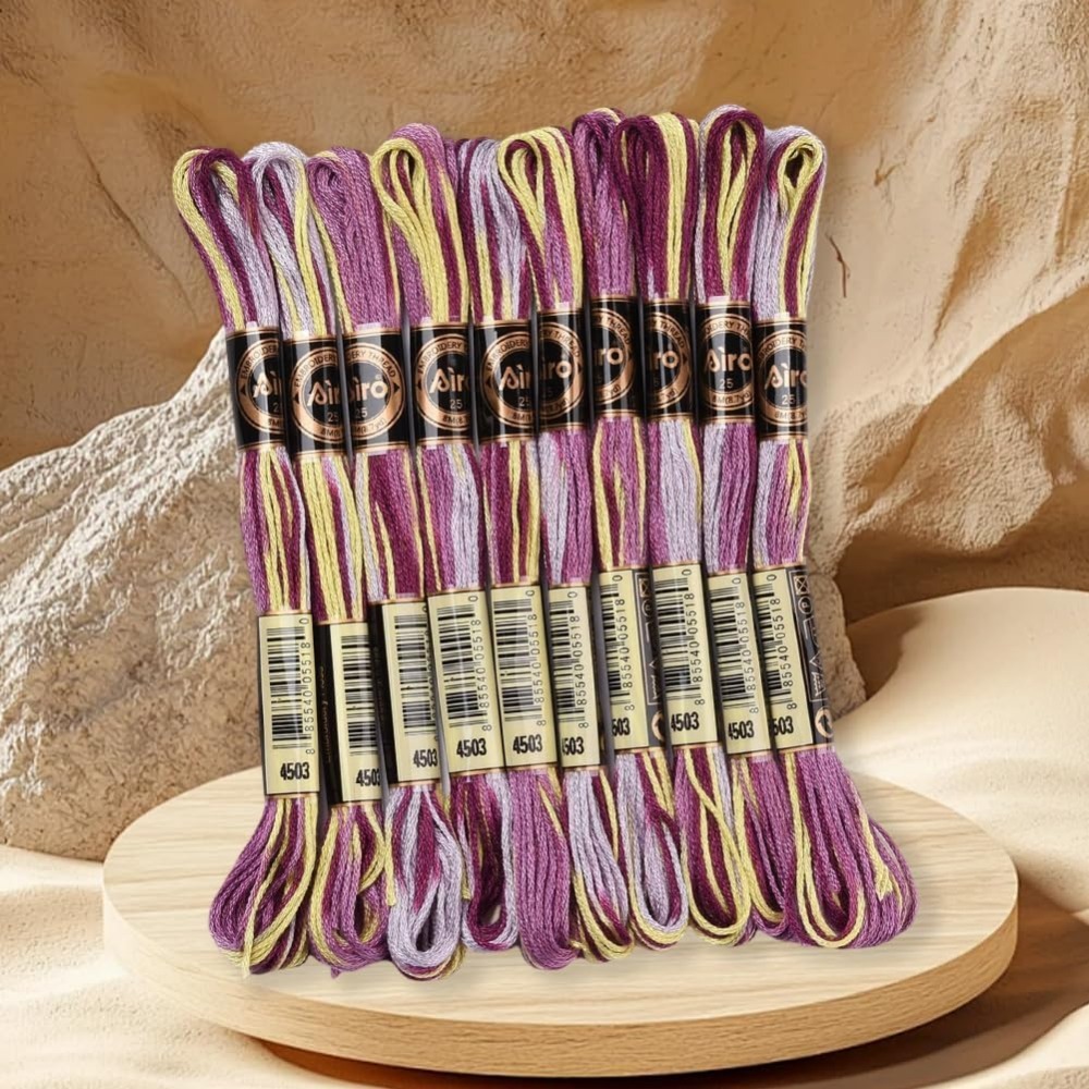 6 ストランド紫多彩な刺繍フロスグラデーションカラークロスス - Embroidery Bracelet のレビューと価格