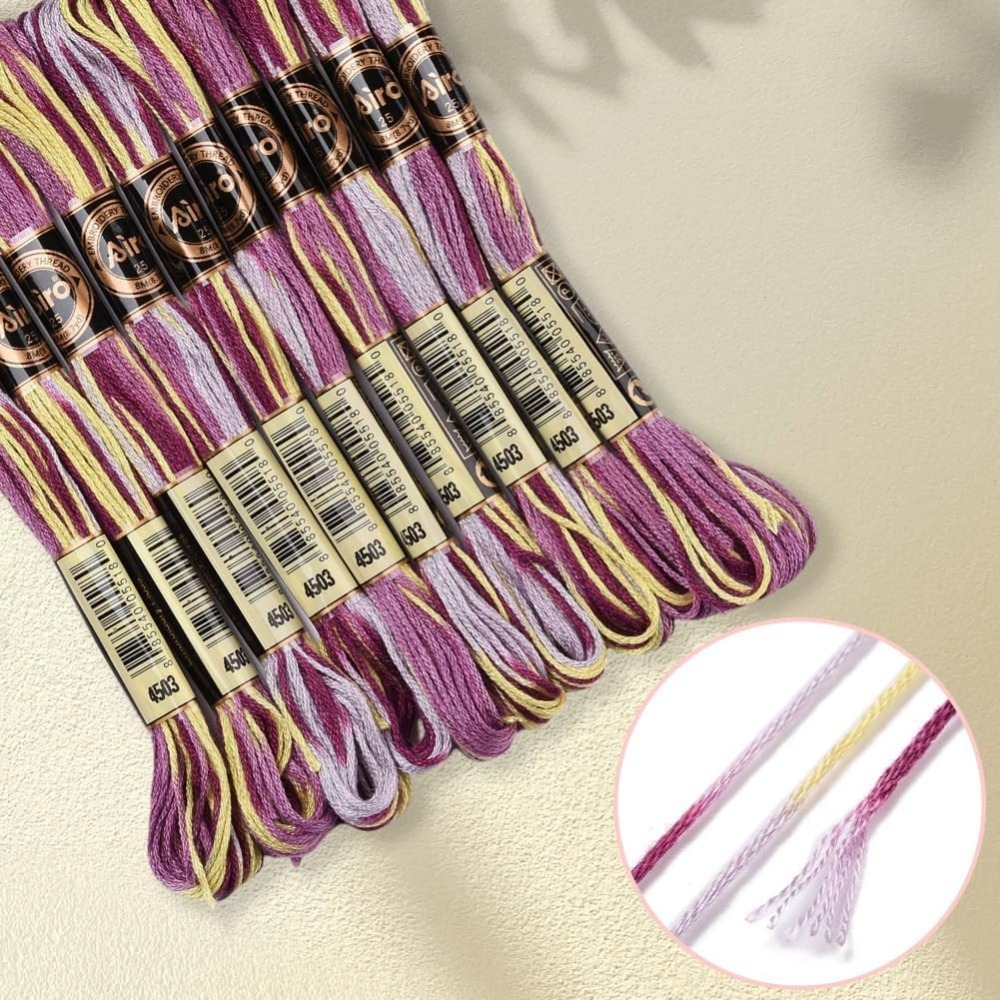 6 ストランド紫多彩な刺繍フロスグラデーションカラークロスス - Embroidery Bracelet のレビューと価格