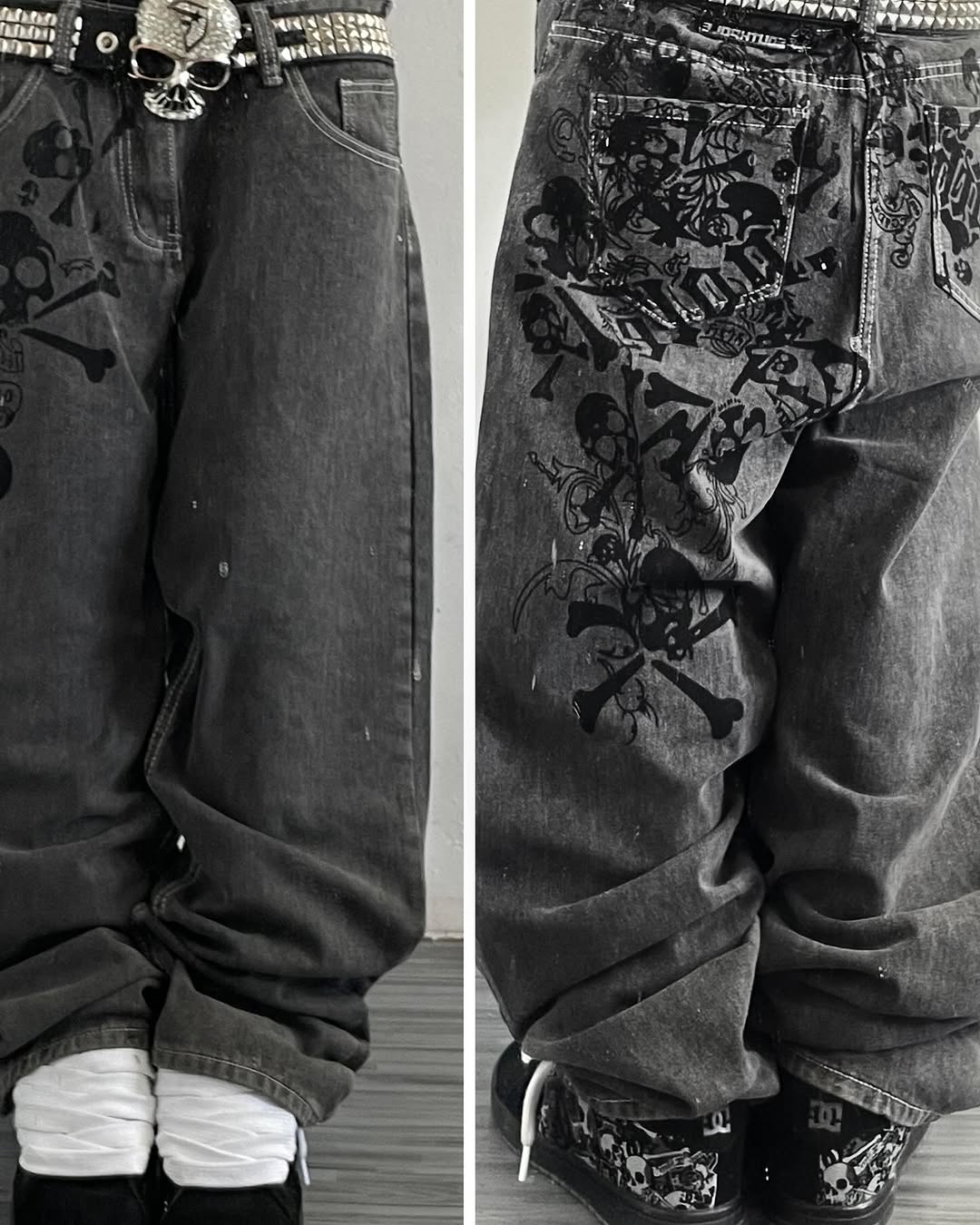 Y2Kストリートニュースカル刺繍ジーンズアメリカンファッショ - Embroidery On Jeans のレビューと価格