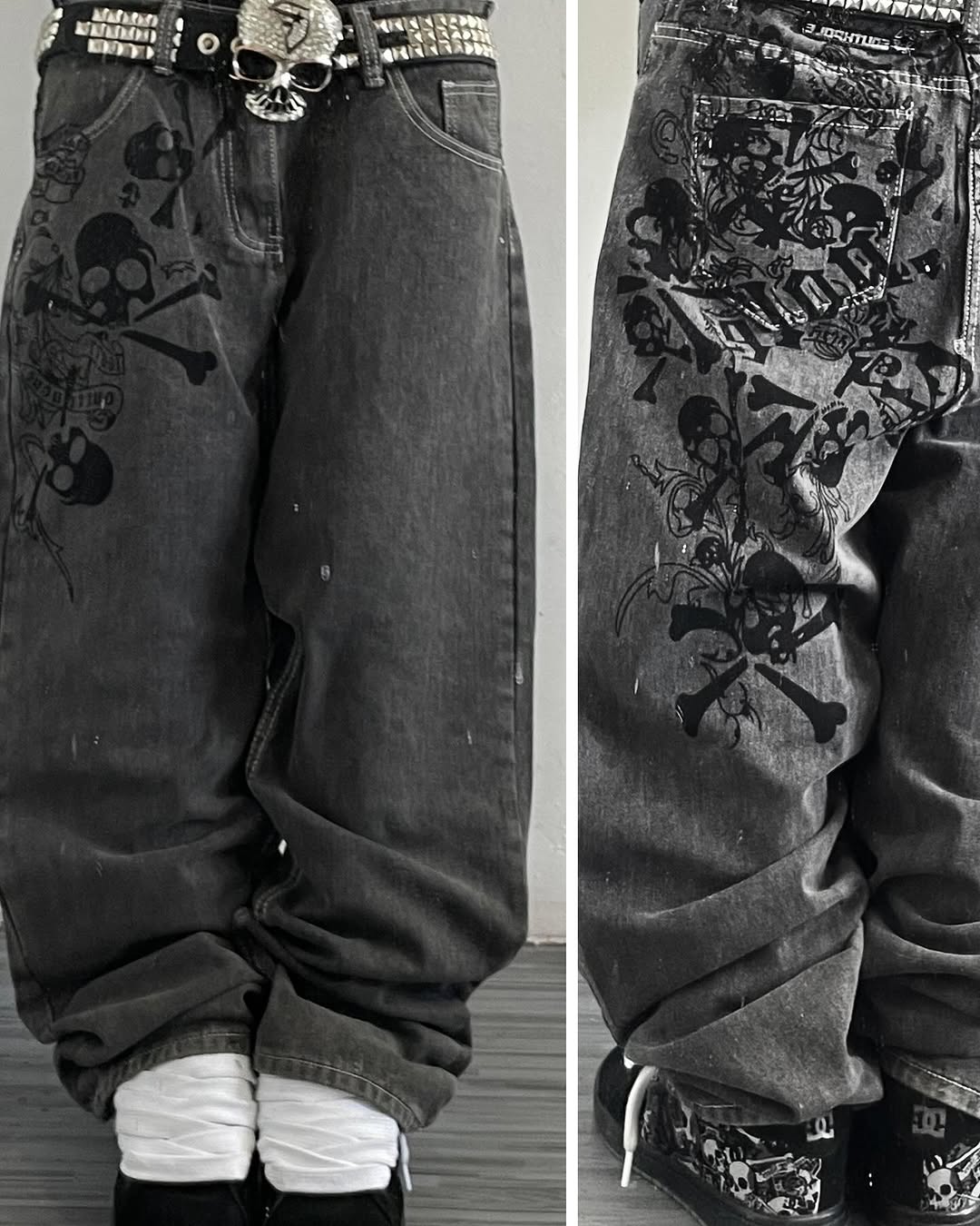 Y2Kストリートニュースカル刺繍ジーンズアメリカンファッショ - Embroidery On Jeans のレビューと価格