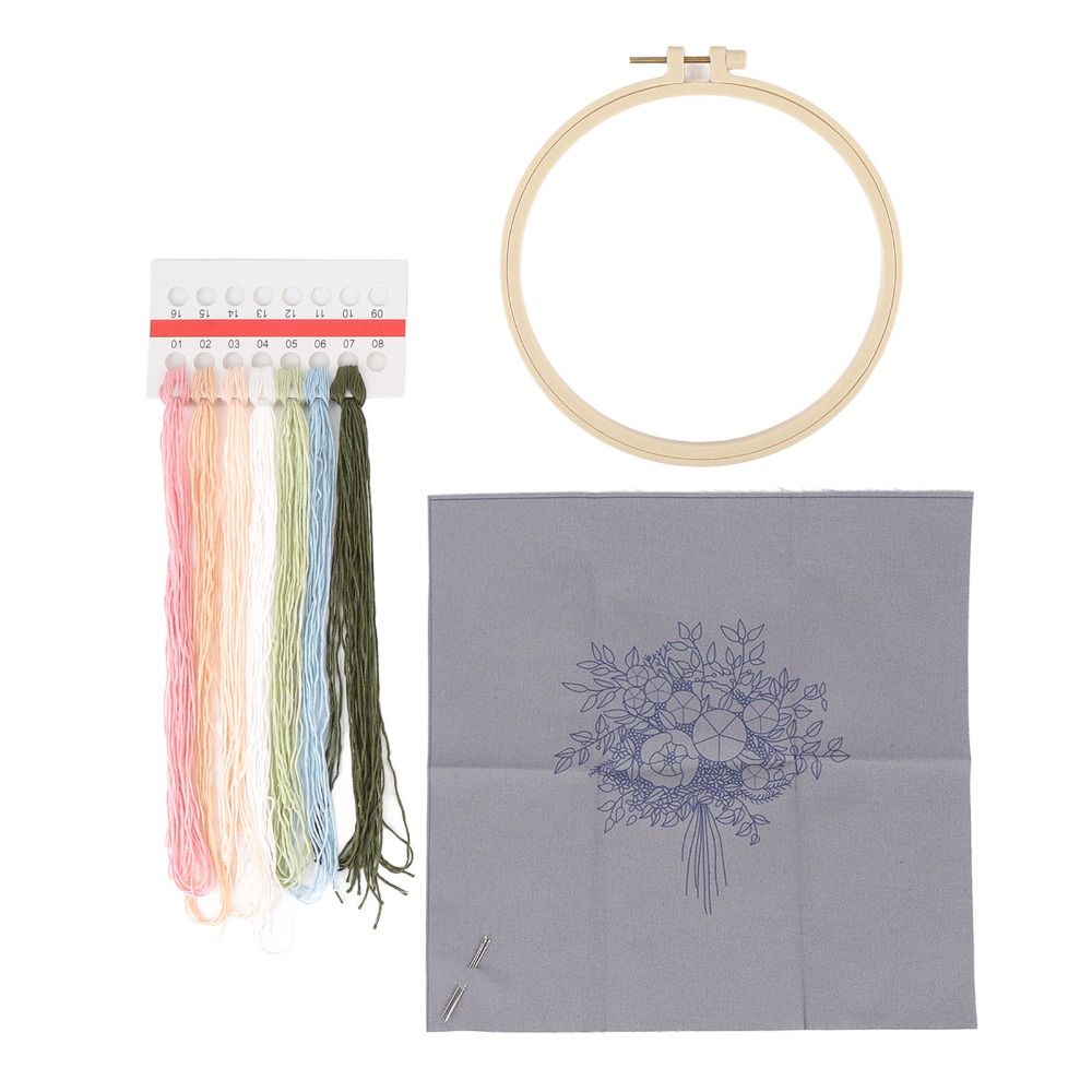 プリントパターン刺繍スターターキット 3Dフラワーデザイン  - Embroidery Design Patterns Flowers のレビューと価格