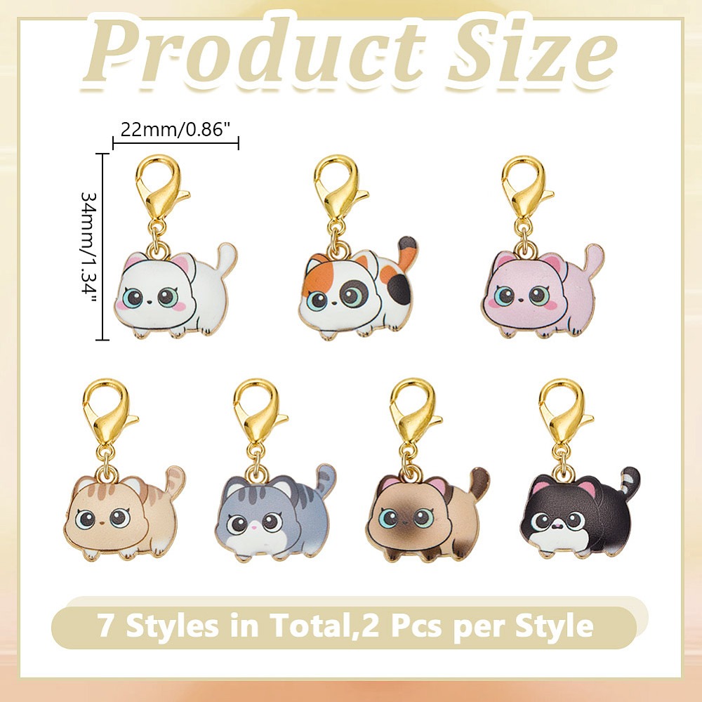 14 個 7 スタイル猫合金エナメルペンダントロックステッチ - Embroidery Cat のレビューと価格