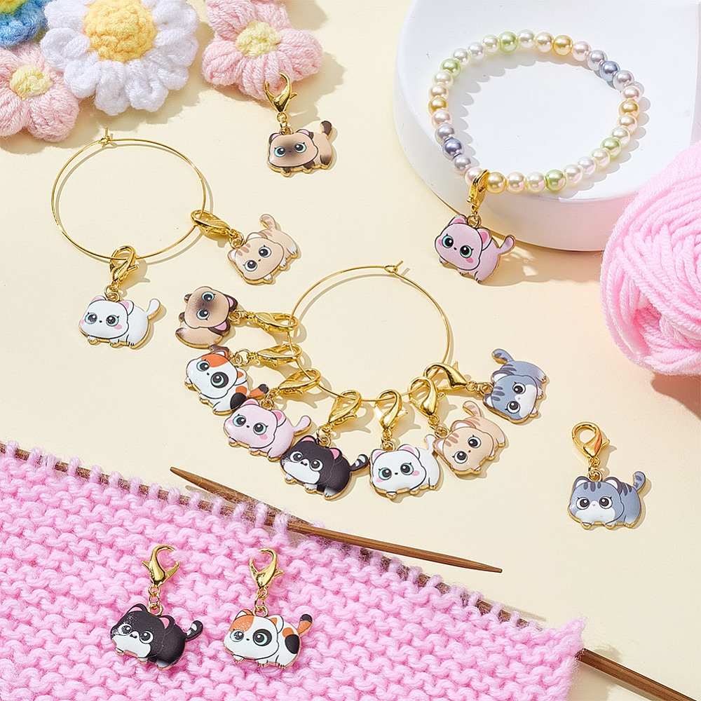 14 個 7 スタイル猫合金エナメルペンダントロックステッチ - Embroidery Cat のレビューと価格