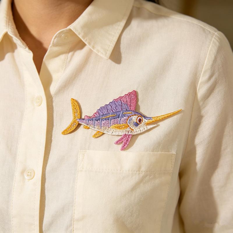 イルカクラゲ夏海魚パッチ子供用アイロン接着刺繍バッジ衣類スク - Embroidery Fish のレビューと価格