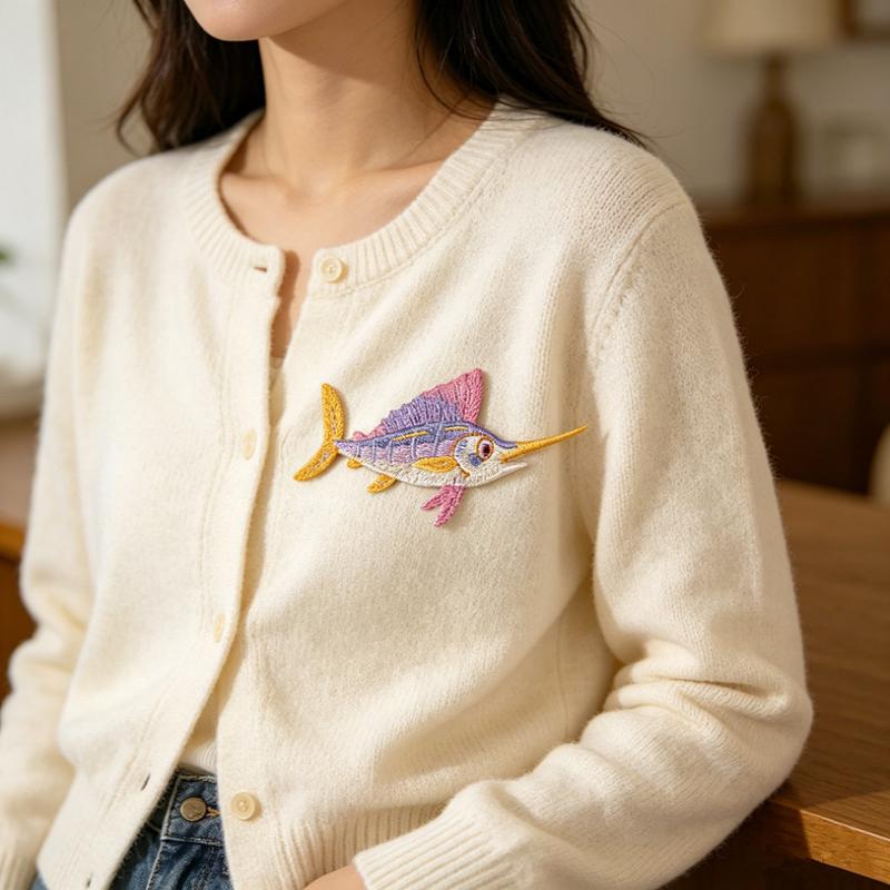 イルカクラゲ夏海魚パッチ子供用アイロン接着刺繍バッジ衣類スク - Embroidery Fish のレビューと価格