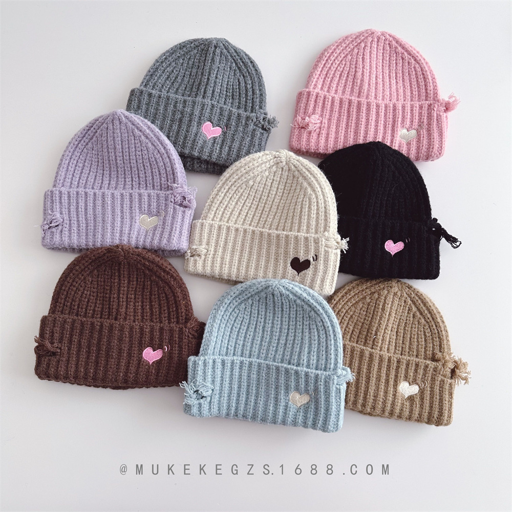 韓国風新作高級子供ニット帽 秋冬暖かいおしゃれな穴あきデザイ - Embroidery Design Love のレビューと価格