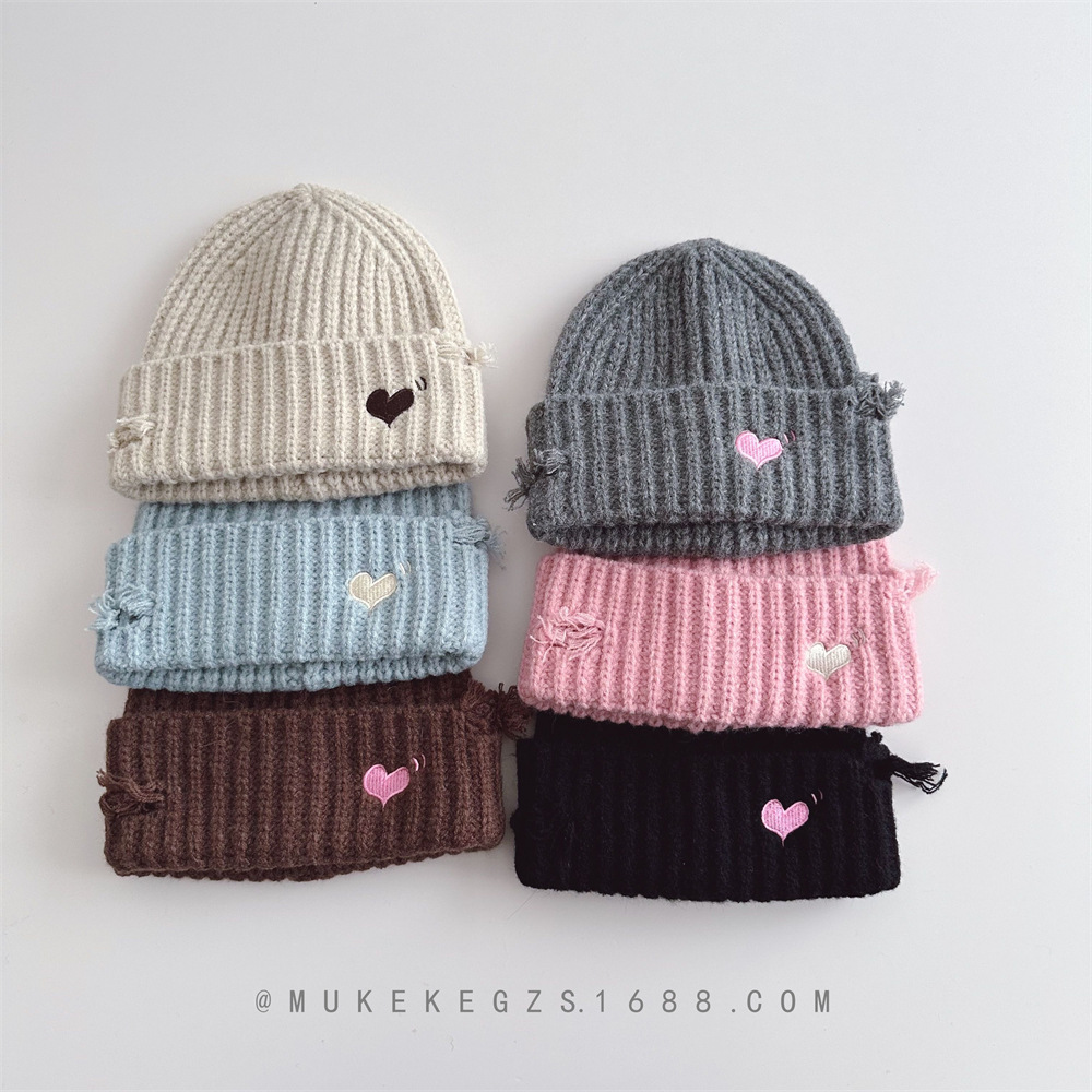 韓国風新作高級子供ニット帽 秋冬暖かいおしゃれな穴あきデザイ - Embroidery Design Love のレビューと価格
