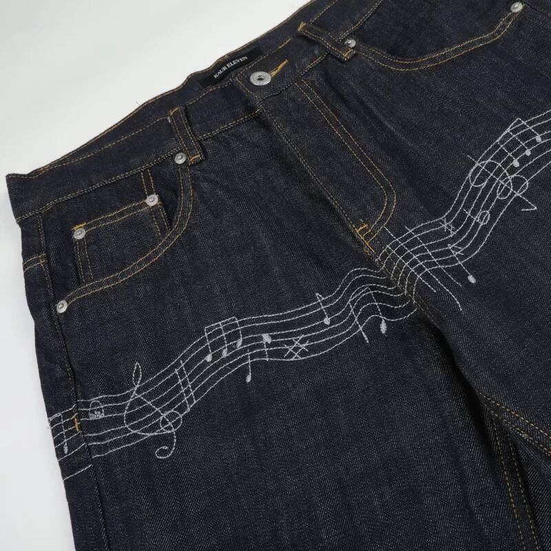 生デニムブルーメンズフレアジーンズニッチファッションハイスト - Embroidery Design Love のレビューと価格
