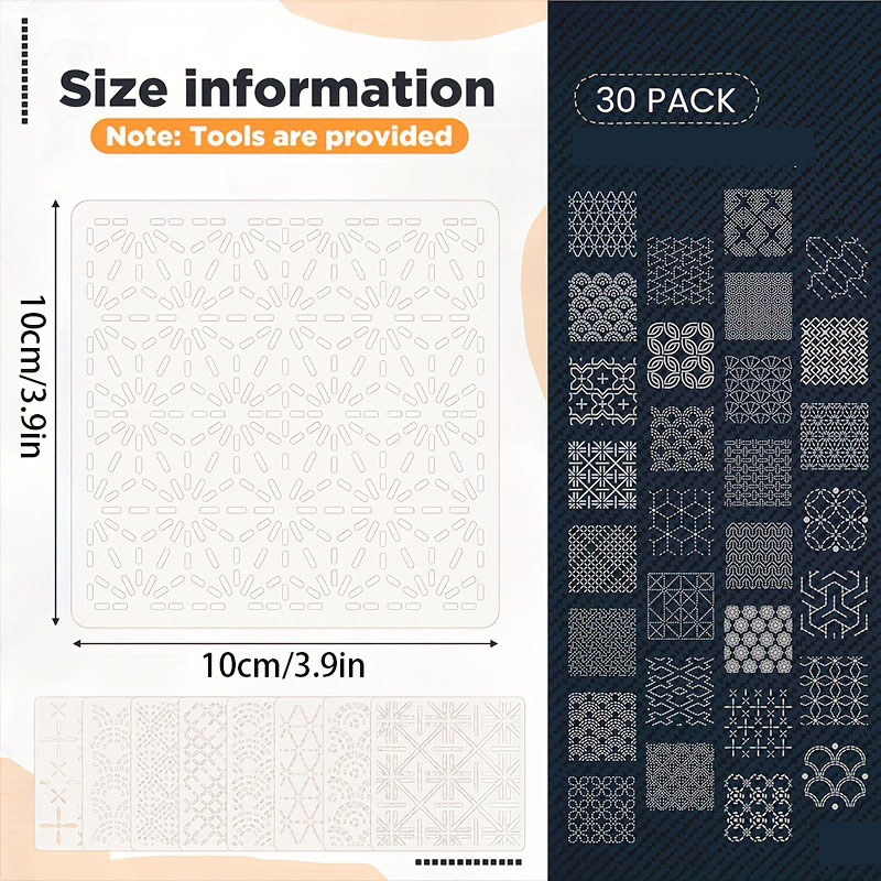 30 個の刺繍テンプレート DIY 刺繍パターン幾何学ライン - Embroidery Motif のレビューと価格
