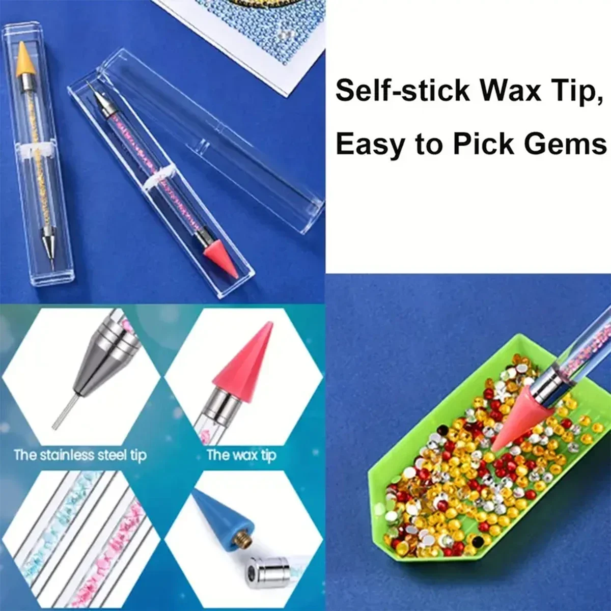 ワックスレスダイヤモンドペインティングツール、ダブルチップ粘 - Embroidery Tools のレビューと価格