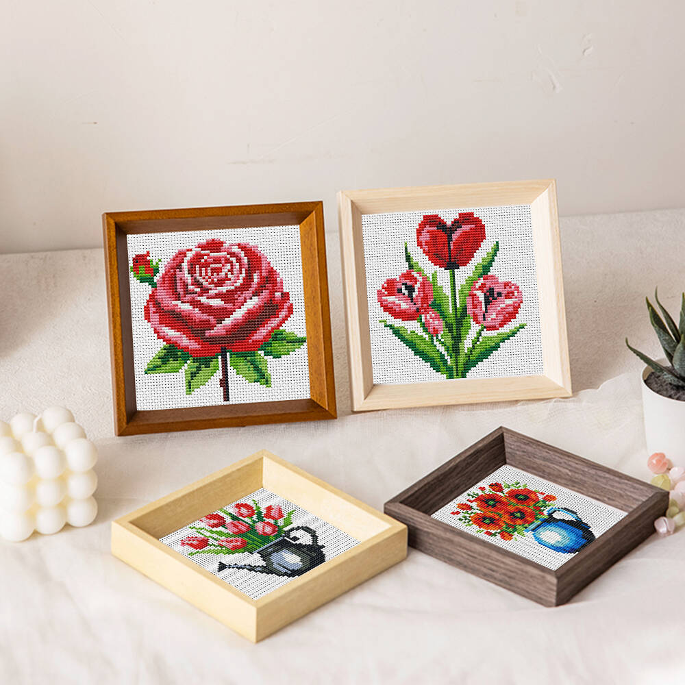 Evershine 8 個ミニフラワークロスステッチ花瓶パタ - Embroidery Design Patterns Flowers のレビューと価格