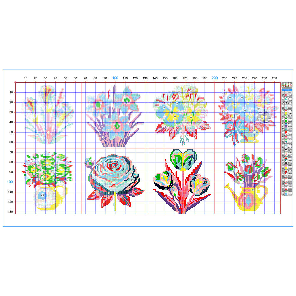 Evershine 8 個ミニフラワークロスステッチ花瓶パタ - Embroidery Design Patterns Flowers のレビューと価格