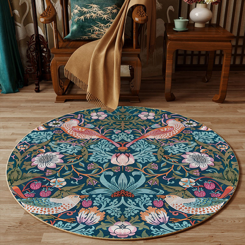 中国風の花柄デザイン寝室装飾ラウンドラグ刺繍シリーズソフトリ - Embroidery Online Design のレビューと価格