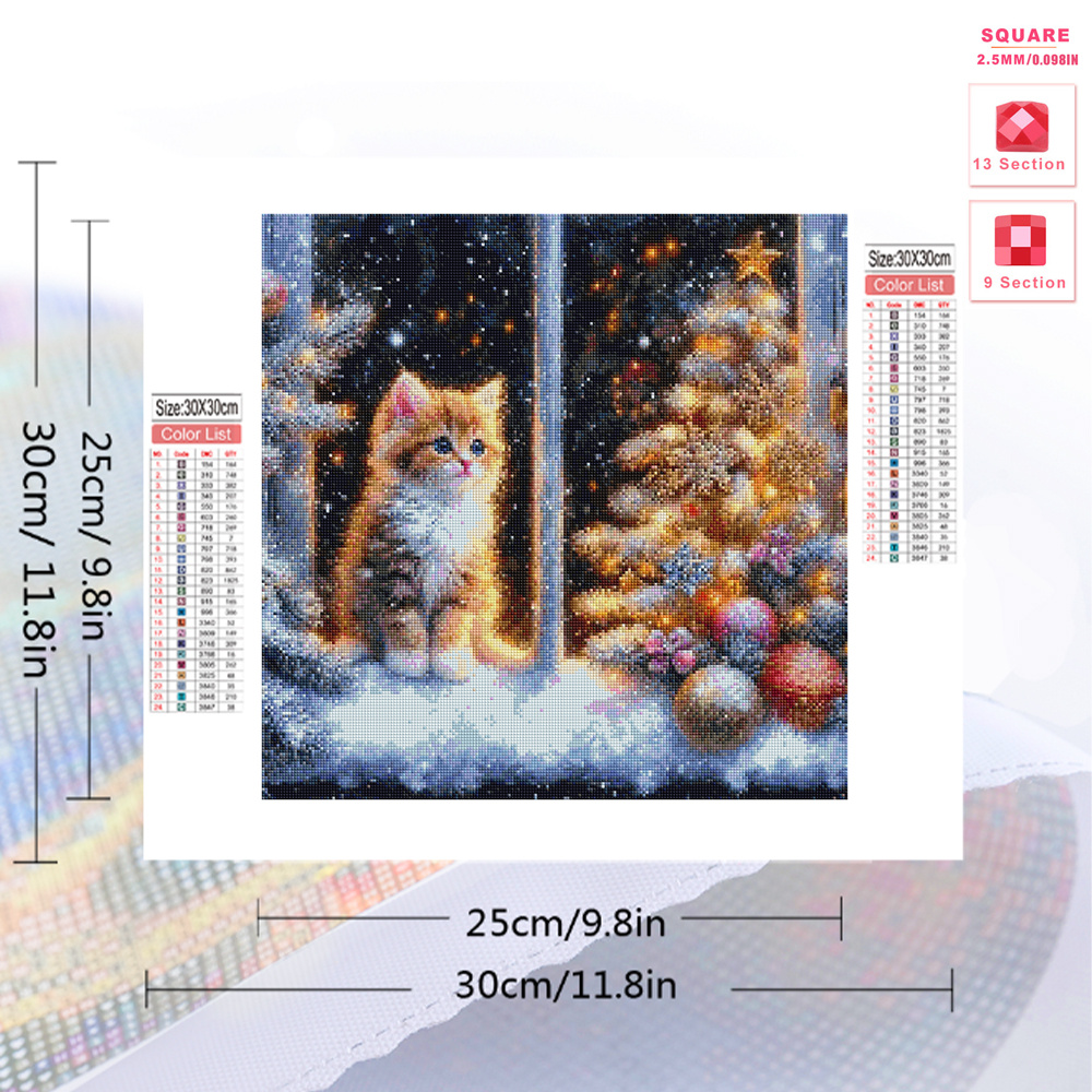 ダイヤモンドペインティング猫動物フルスクエアラウンドモザイク - Embroidery Cat のレビューと価格