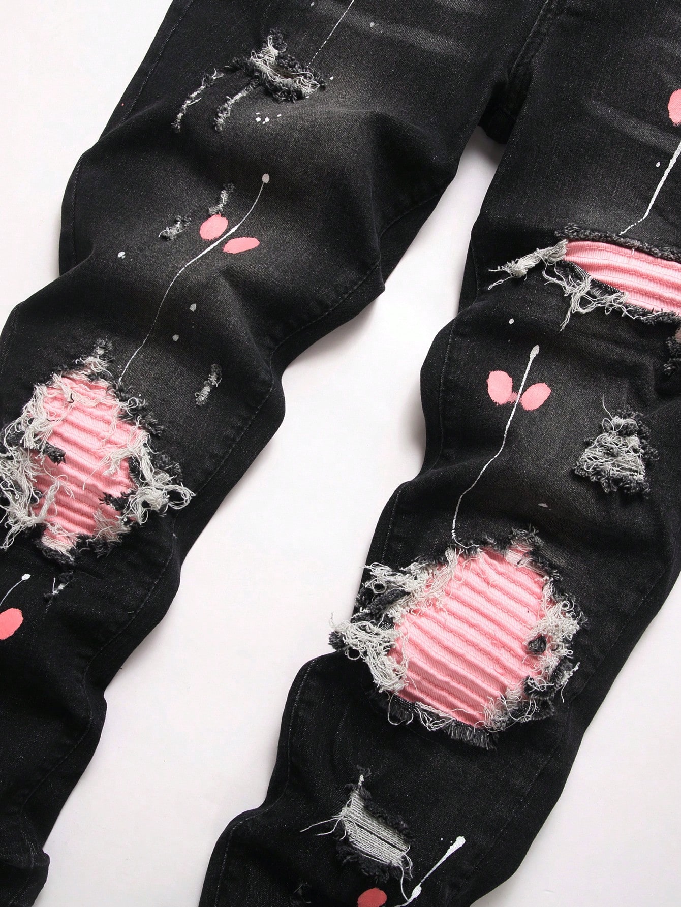 ハイストレッチメンズダメージデニムジーンズ、スキニーヒップホ - Embroidery On Jeans のレビューと価格