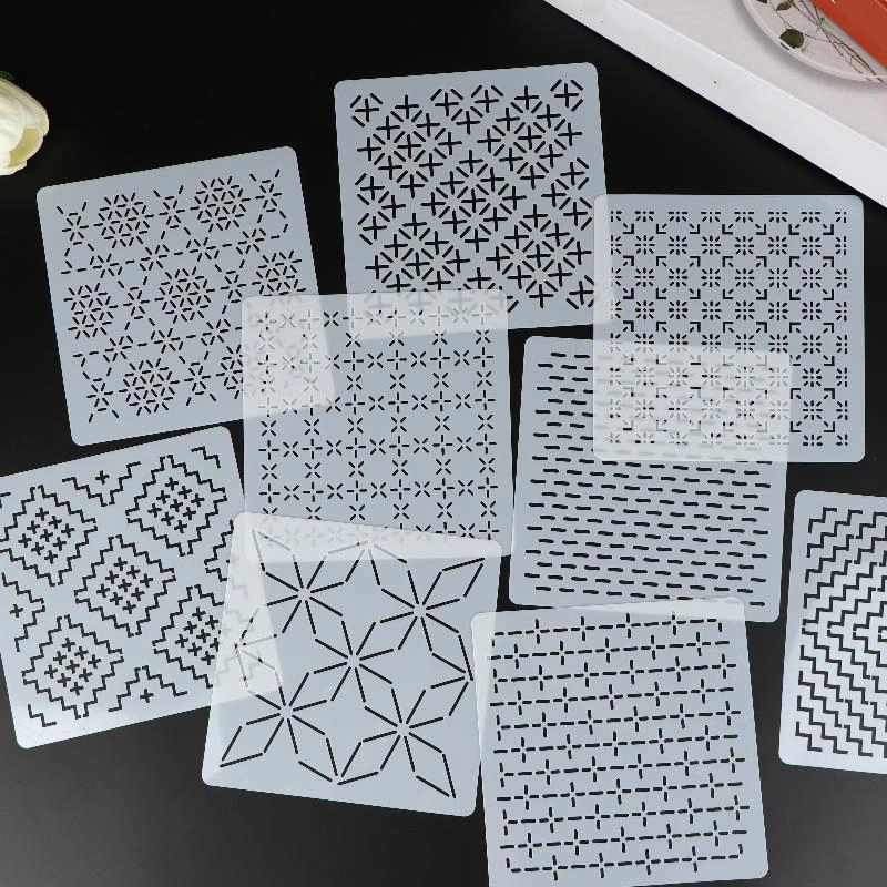 9/32 個刺し子刺繍テンプレート DIY 幾何学模様パッチ - Embroidery Tools のレビューと価格