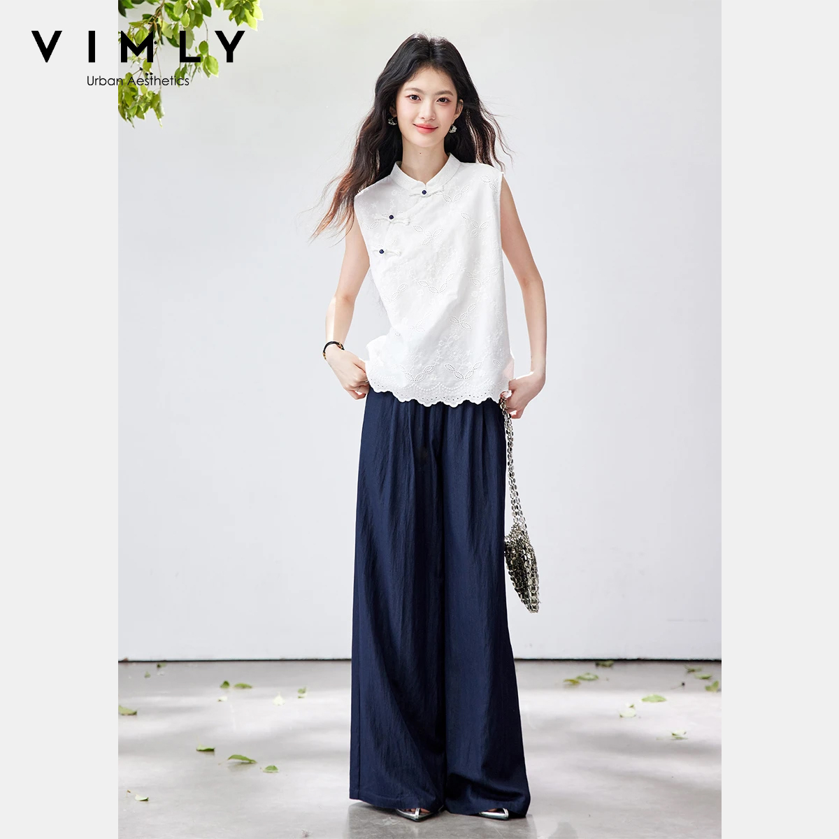 VIMLY 中国風ツーピースパンツセット女性の夏のスーツジャ - Embroidery Class のレビューと価格