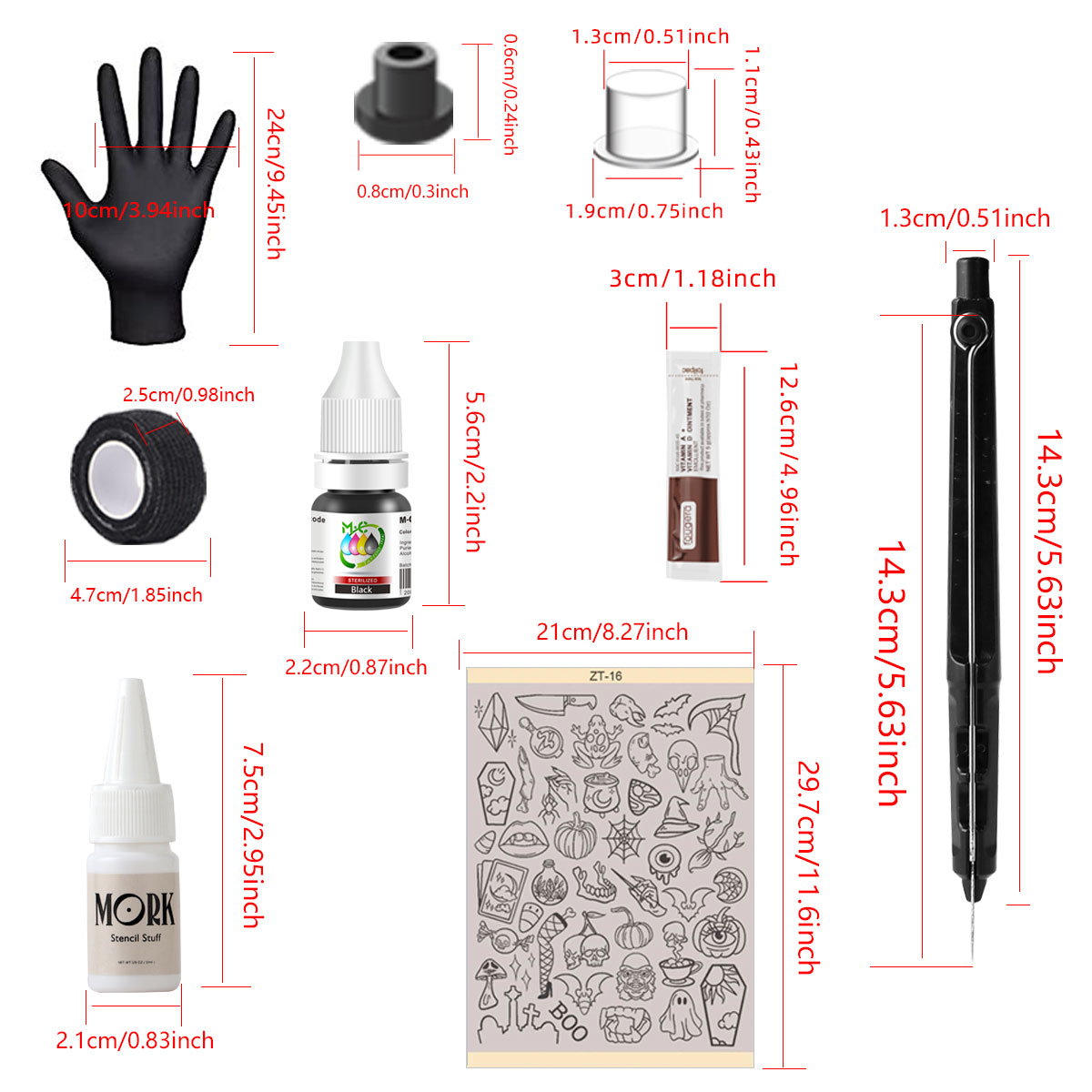 完全なタトゥー用品キット、A4柄タトゥー転写紙 - 描画不要 - Transfer Pen Ink のレビューと価格