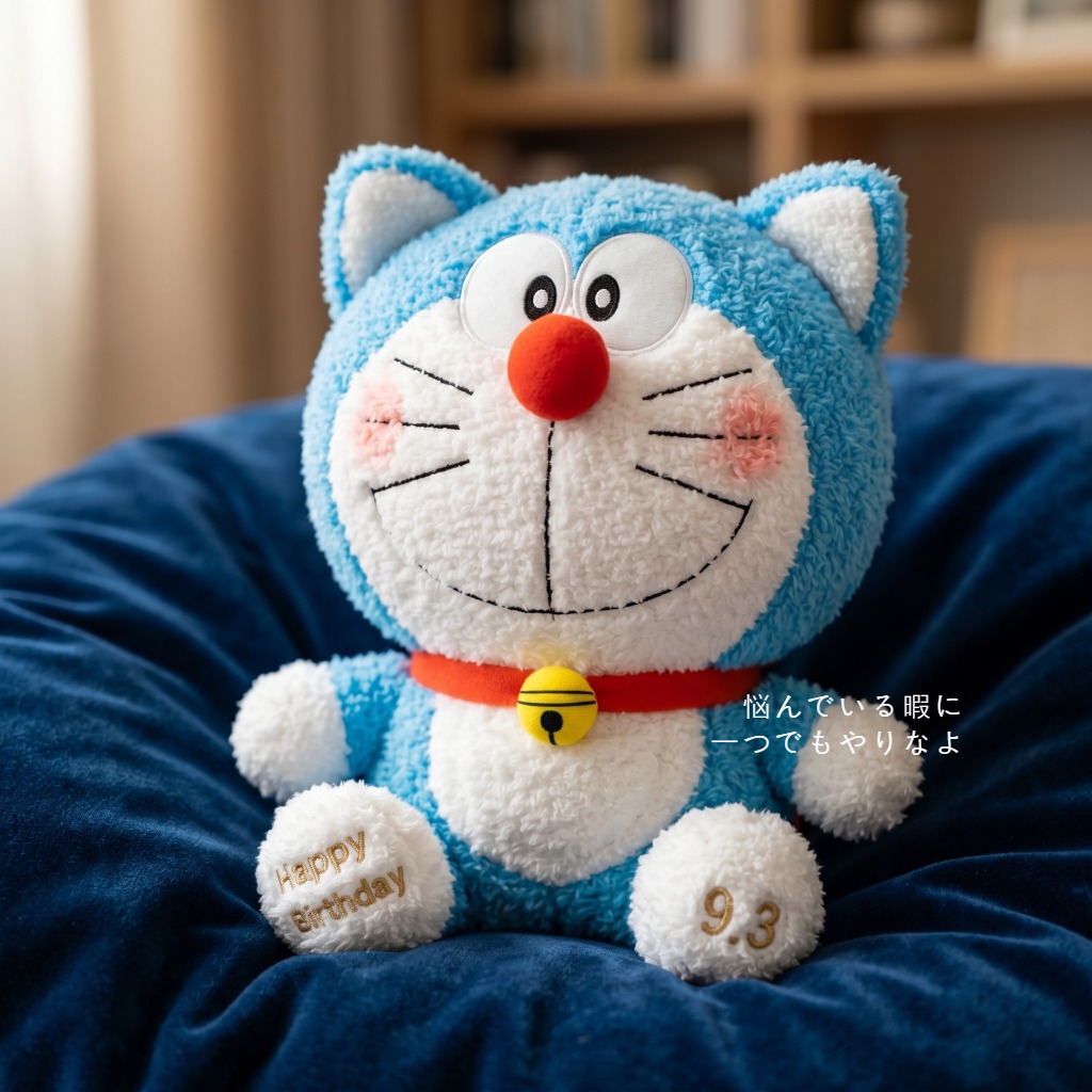 かわいいバースデーバージョンのドラえもんぬいぐるみ、刺繍され - Embroidery Design Love のレビューと価格