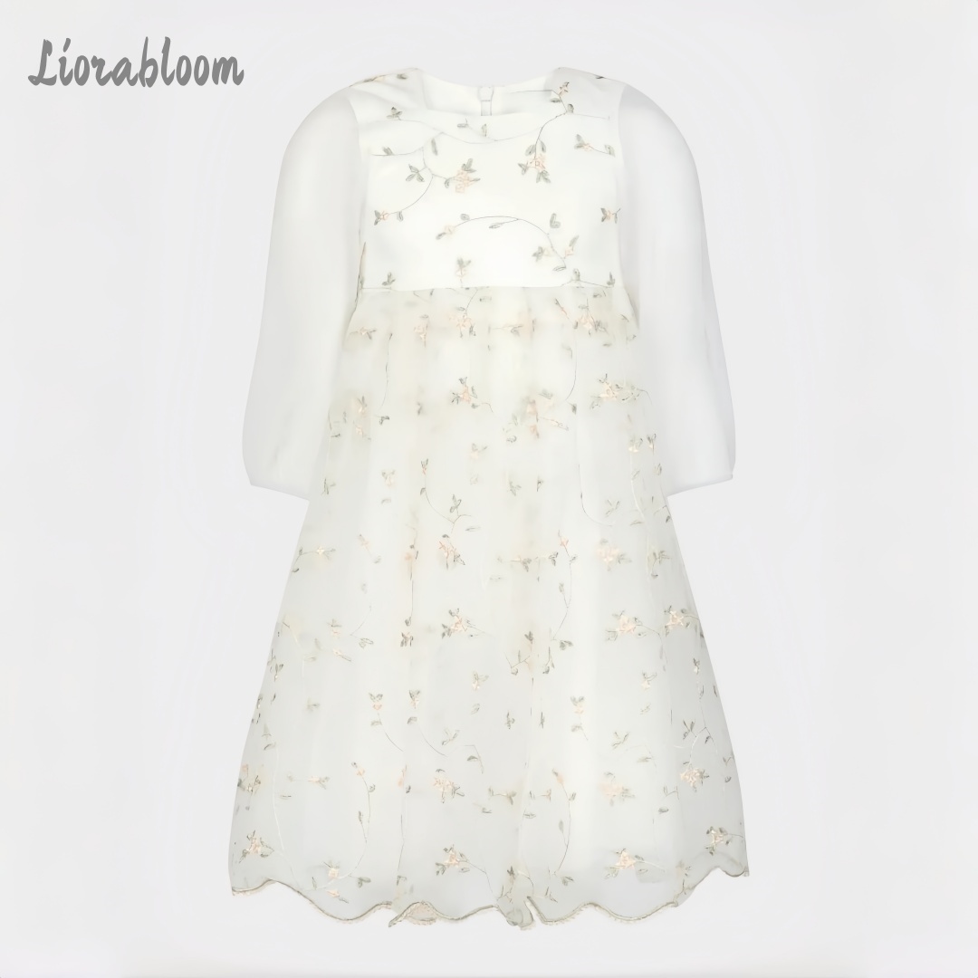 カスタマイズされたフラワーガールドレス プリントテキストドレ - Embroidery Flower のレビューと価格